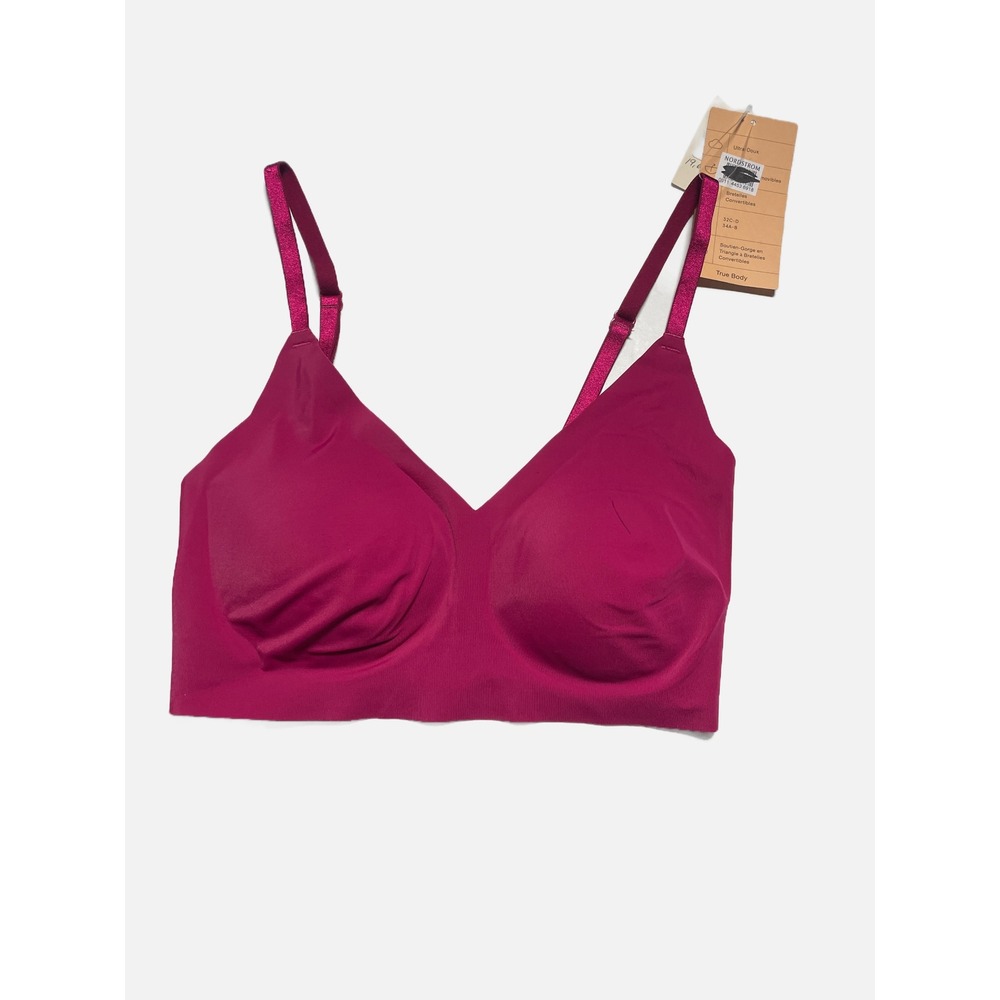 True Body Triangle Bra Women S Pink Convertible Straps Removable Pads Seamless